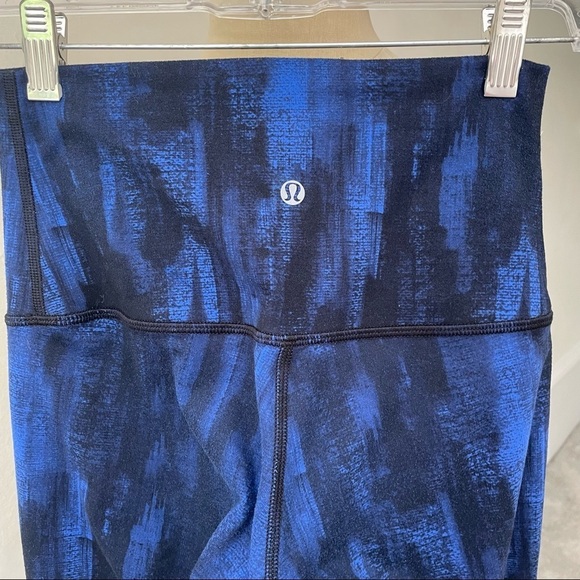 Lululemon Wunder Nightsky Harbor Blue Black Under Pant Full-On Luon Roll Down 6 - Picture 9 of 10